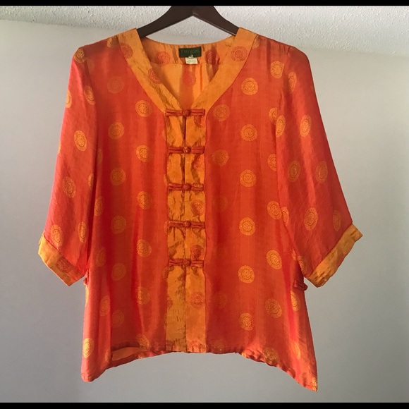 Asian style silk blouse sz L/XL - Picture 3 of 8